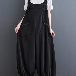 TEMU 일본 스타일 루즈핏 카고 포켓 오버롤 캐주얼 와이드 레그 점프수트 롱 팬츠