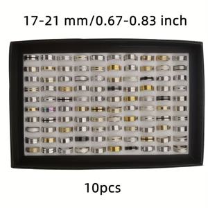 TEMU 남성용 주얼리 세트 10개입, 패셔너블한 반지, 혼합 스타일 랜덤 발송, 반지 사이즈 17mm-21mm, 여성용 반지, 도매, OPP 봉투 포장, 박스 없음, 파티 및 모임용 선물로 적합