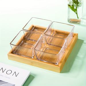 TEMU 2/3/4/6개 투명 유리 서빙 접시 - 6칸 분할 및 사각 볼, 고급스럽고 감성적인 디자인, 과일, 스낵, 디저트, 샐러드 및 양념에 적합