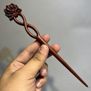 TEMU 우아하고 세련된 빈티지 플로럴 헤어핀, 새로운 중국 스타일, 조각 장식 꽃이 있는 나무로 제작, 한푸 헤어스타일 및 복잡한 업스타일에 적합