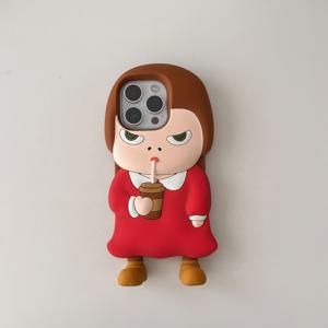 TEMU 휴대폰 케이스 - 애플 16 Pro Max, 아이폰 15 여성용 실리콘, 14 Pro에 적합한 입체 요시토모 나라 케이스