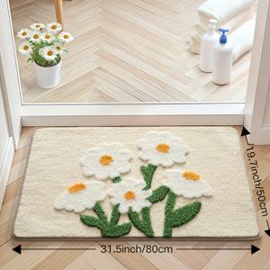 TEMU 1개 푹신한 욕실 러그 욕실 매트, 플로럴 패턴 매우 부드러운 욕실 매트, 흡수성 욕실 러그, 미끄럼 방지 편안한 욕실 매트 (욕실 바닥, 싱크대, 욕조, 샤워실용), 봄 장식 여름 장식 홈 데코