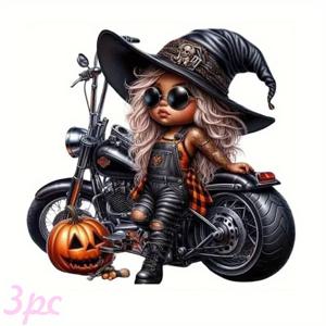 TEMU 3개 세트 마녀 할로윈 열전달 스티커, DIY 철재 패치 - 티셔츠, 스웨트셔츠, 청바지, 가방, 베개 장식용 다색상 내구성 있는 세탁 가능 플라스틱 데칼