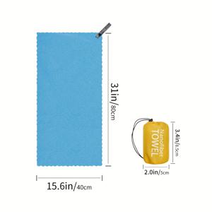 TEMU 1개 MUTAO 나노 쿨링 타월 휴대용 가방 포함 - 빠른 건조, 흡수력 좋은 컴팩트 & 경량 마이크로화이버 타월 캠핑, 체육관, 수영, 요가, 여행용 - 2가지 사이즈 선택 가능, 휴대용 타월, 체육관 필수품, 현대적 디자인, 퀵드라이 원단