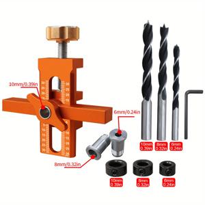 TEMU 2in 1 캐비닛 도어 설치 포지셔너, 6/8/10mm 리바운더 펀치 마운팅 지그, 옷장 캐비닛 도어 패널 설치 지그, 7-40mm 클램핑 범위 - 알루미늄 합금 빠른 옷장 도어 마운팅 템플릿 도구