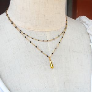 TEMU 빈티지 워터 드롭 펜던트 2중 레이어 여성용 목걸이, 에나멜 비즈 체인 18K 금도금 스테인리스 스틸, 변색 방지 및 방수 고급 주얼리, 보호 목걸이 여름 프로모션 선물