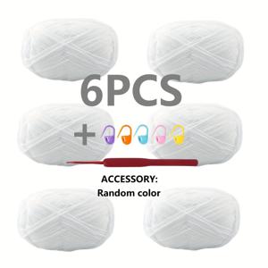 TEMU 280g 40g*6개 1.5mm 매트 쉬닐 실, 부드러운 손잡이 크로셰 훅 도구 세트, 인형 실, 수제 뜨개질 소재, 얇은 아이스 실