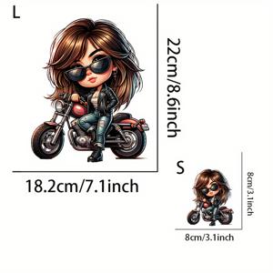 TEMU 8개 4개 대형 4개 소형 열전사 비닐 스티커 - 스타일리시한 안경과 인조 가죽 재킷 디자인의 창의적인 라이더 데칼, 내구성 좋은 플라스틱 소재, 티셔츠, 청바지, 재킷, 베개에 사용 가능한 세탁기 사용 가능 - 캐주얼 패션 추가