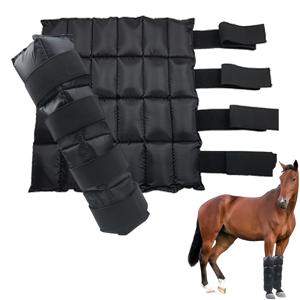 TEMU 월드-바이오 2개입 말 다리 아이스팩 랩, 재사용 가능한 냉각 부츠 랩 - 말 부상용 스트랩 포함 풀 레그 아이스 보트, 발목·무릎·발굽용, '' x 16.1'', 블랙&그린