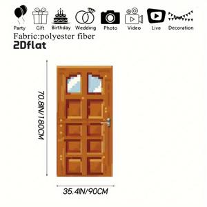 TEMU 2D 플랫 픽셀 파티 배너, 게임룸 목재 문 테마 포치 사인 깃발, 폴리에스터, 밝고 내구성 강한 시골 농가 사진 배경 장식용, 2D 플랫