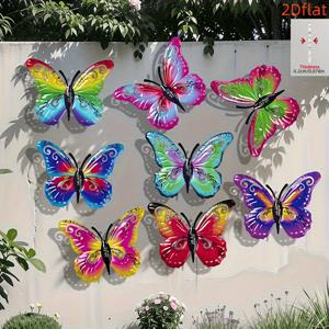 TEMU 2D 플랫, 8개 세트 아크릴 나비 벽 장식, 눈길을 사로잡는 디자인, 야외 정원 울타리·거실·침실 및 웨딩 레이아웃용, 자가 접착식, 설치 간편, 방수 기능, 2D 플랫