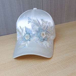 TEMU 스타일 핑크 플로럴 새틴 베이스볼 캡 여성용, 사계절용 레이디스 모자