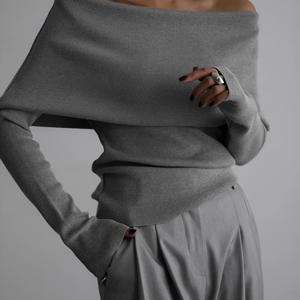 TEMU 우아한 오프숄더 스웨터 | 스트랩리스 긴팔 단색 패션 탑, 통근, 스트리트, 이브닝, 해변 휴가 및 카니발 축제에 적합