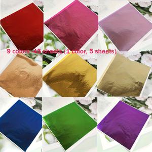 TEMU 45매 9색 신제품 세트 골드 포일 잎 - 에폭시 레진, 슬라임, 미술 창작 및 수공예용, 사용하기 쉬움, 다양한 색상 선택 가능