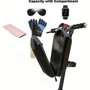 TEMU 다기능 전동 스쿠터 핸들바 수납 가방, 하드 쉘 재질, 접이식 자전거, 스케이트보드, 삼륜차에 적합, 추가 기능 포함, 5리터 대용량, 여행 편의성을 향상