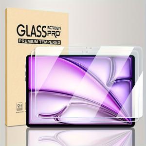 TEMU 아이패드 에어 13인치 M3 2025 및 M2 2024 (7세대/6세대), 아이패드 프로 13인치 M4 7세대 및 2022/2021/2020/2018년형 12.9인치 아이패드 프로 모델에 적합한 고품질 강화 유리 액정 보호 필름 2개입.