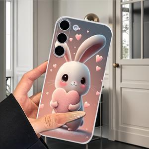 TEMU 휴대폰 케이스 - 귀여운 토끼 하트 투명 폰 케이스, 삼성 갤럭시 X Cover 5, 6 Pro 및 여러 갤럭시 F, J, M 시리즈 모델과 호환