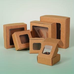 TEMU 20개 접이식 소형 투명 창 종이 상자 - 초콜릿, 캔들, 크리스마스 선물 포장, 웨딩 파티 핸드메이드 비누 선물용