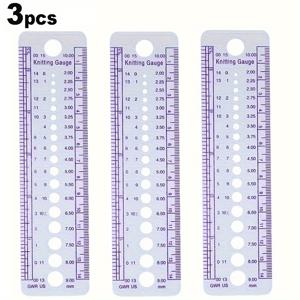 TEMU 1/3개입 털실 뜨개질 게이지, 플라스틱 뜨개질 바늘 게이지, 원형 기하학 템플릿 자, 재봉 학생 학습 측정, 다기능 플라스틱 게이지 스웨터 바늘 특수 자 수제 측정 자