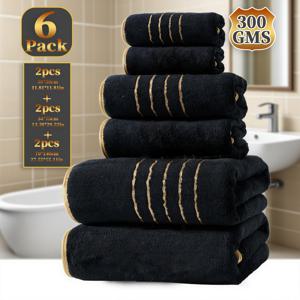 TEMU 6개 세트: 30x30cm 2개 + 34x75cm 2개 + 70x140cm 2개, 금사 트림, 금색 테두리, 극세사 코랄, 부드럽고 편안하며 흡수성이 뛰어나고 보풀이 없는 손끝 타월, 머리 감기 및 말리기용, 가정용 세수 및 목욕 타월, 대형 목욕 타월 세트