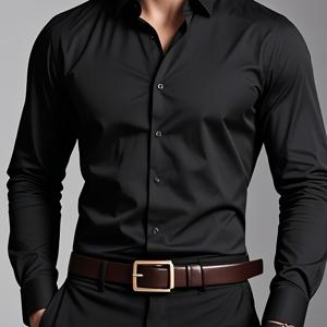 TEMU 남성용 경량 비즈니스 캐주얼 셔츠 - 통기성, 다림질 불필요, 간편한 관리, 루즈핏, 긴소매, 단색, 오피스 및 캐주얼 웨어에 적합, 오피스룩 | 클래식 칼라 | 신축성 없는 소재, 아웃도어 의류