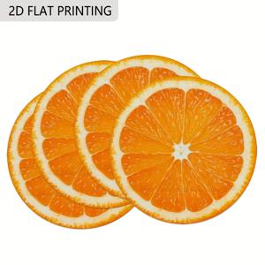 TEMU 4개 세트 시트러스 슬라이스 원형 식탁매트 - 레몬, 라임, 자몽 패턴 주방 식탁 장식, 손세척 전용, 주방, 커피 테이블 또는 식당에 적합한 시트러스 과일 매트