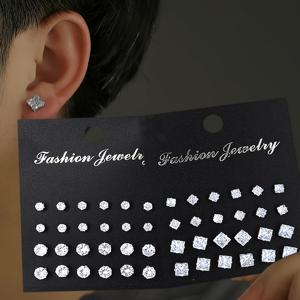 TEMU 세련되고 미니멀한 원형 및 사각 인조 스터드 귀걸이 48개 세트, 스타일리시하고 다재다능한 가벼운 주얼리, 우아한 파티, 연회 및 웨딩 장식에 적합