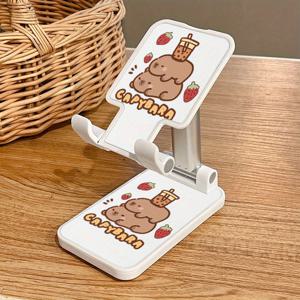 TEMU 고급 패션 창의력 조절 가능 데스크탑 카피바라 패턴 휴대폰 거치대 - 접이식, 높이 및 각도 조절 가능, 비-ABS 소재, 4-8인치 장치용 범용, 사무실 및 침실에 적합, 아이폰 아이패드 삼성 태블릿 VB1 호환