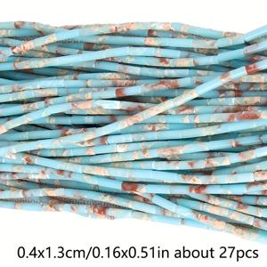 TEMU 1줄 천연 수산 자스퍼 비즈 - 블루, 화이트, 베이지, 브라운, 레드 대리석 무늬 - DIY 주얼리 만들기용 우아한 실린더 비즈, 팔찌 및 목걸이 제작에 적합 - 내구성 있는 천연 스톤 비즈 (15인치) - 초보자와 전문가 모두에게 완벽한 마블 패턴 비즈, 광택 마감