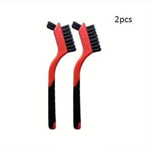 TEMU 2개 세트 나일론 청소 브러시 - 섬세한 표면용 무스크래치 솔, 미니 헤드 & 걸이 구멍 포함 인체공학적 그립