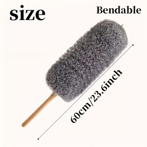 TEMU 두 색상 나무 손잡이, 인조 가죽 스트랩, 천장 선풍기, 커튼, 컴퓨터, 가구, 조각상, TV 청소용 인공 깃털 먼지 수집기