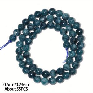 TEMU 6/8/10mm 천연 블루 칼세도니 비즈 & 구슬 세트, 매끄러운 라운드 스페이서 비즈 - 여성 남성 축제 선물용 주얼리 만들기 소품 (팔찌 목걸이 재료)