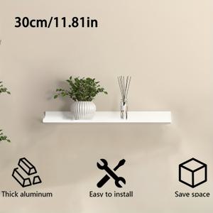 TEMU 벽걸이형 욕실 플로팅 선반, 드릴 없이 설치 가능한 수납 솔루션, 화이트 색상 - 주방, 욕실, 거실 및 서재에서 사용하기에 이상적