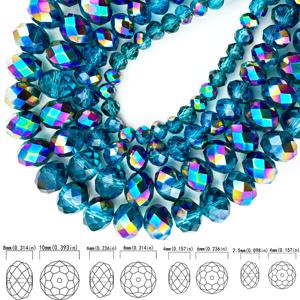 TEMU 4/6/8mm 파란색 하프 멀티컬러 오스트리아 비즈, 아름다운 다면체 유리 비즈 (구멍 포함), 루즈 비즈, 스페이서 비즈, 수제 주얼리, 목걸이, 귀걸이 및 공예 용품을 위한 주얼리 추가