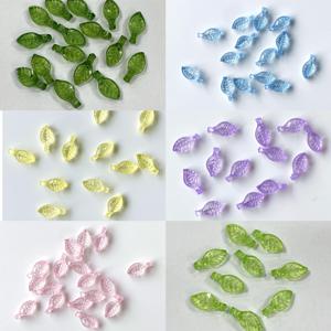 TEMU 1200개 5mm 잎사귀 혈관 비즈, 반투명 그린 및 파스텔 혼합 공예 스페이서, 벌크 자연 감성 장식, 주얼리 스트링, 마크라메 용품 키트