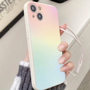 TEMU 휴대폰 케이스 - 트렌디하고 미니멀한 디자인의 플레인 컬러풀 블루 프린트 휴대폰 케이스, 핸드 스트랩 포함, Apple iPhone 11/12/13/14/15/16/16PRO/16PROMAX 시리즈, Samsung Galaxy A05/A15/A25/A35/A53/A54/A55/S23/S24/S25 시리즈에 적합