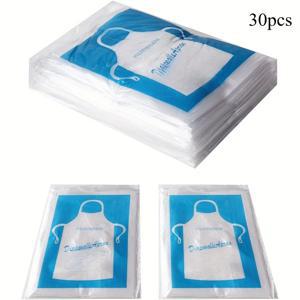 TEMU 성인용 투명 플라스틱 일회용 앞치마 (30개입 및 100개입) - 요리, 페인팅, 야외 식사에 적합