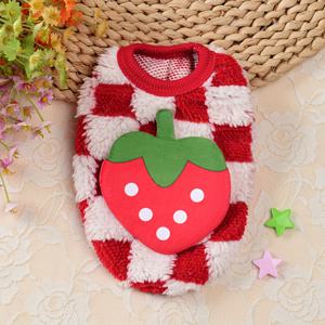 TEMU 격자무늬 디자인의 따뜻한 강아지 옷, 귀여운 3D 과일 패턴 반려동물 의상, 소형견을 위한 부드럽고 아늑한 겨울 옷