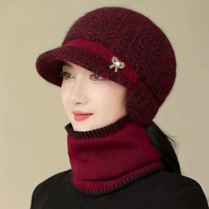 TEMU 중장년층 및 어머니를 위한 안감 귀마개 겨울모자, 가을/겨울 방한 모자