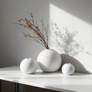 TEMU 소형, 중형, 대형 사이즈의 무광 화이트 세라믹 꽃병 3개 세트. 높이 18/22/26cm. 수제 플로럴 용기, 홈 데코에 완벽, 거실 및 식탁 장식에 적합, 모던하고 쉬운 예술적인 꽃병