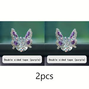 TEMU 아트 움직이는 나비 자동차 장식 2개 세트 - 장식의 반짝이는 범용 디자인, 생생한 보라색/파란색/분홍색 보석 특징, 고급 자동차 내부 액세서리용 접착 설치.