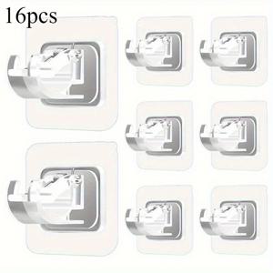 TEMU 16피스 조절형 플라스틱 커튼봉 세트, 텔레스코픽 디자인, 쉬운 설치 벽걸이 클립, 샤워 커튼 및 타월 후크 포함 - 가정, 기숙사, 호텔 장식에 적합, 모던 스타일, 실용적인 후크 | 모던 미학 | 조절 가능한 길이 봉, 욕실 커튼봉