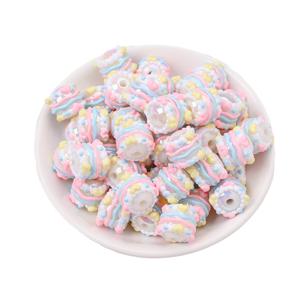 TEMU 16mm 사탕색 마카롱 테마 레진 비즈 10개입, 핑크 & 블루 투명 비즈, 선물, 주얼리, 팔찌, 비즈 펜, 휴대폰 체인 장식에 적합