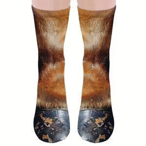 TEMU 1쌍 시후드 3D 동물 발바닥 프린트 양말 - 리얼리스틱 3D 호랑이/치타/고양이/개/말 발굽 & 질감, 생생한 발목 & 종아리 크루 양말, 테마 파티, 코스튬, 신선한 선물용 (세탁기 사용 가능)