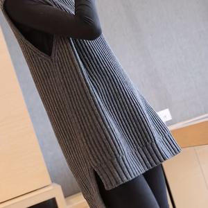 TEMU 여성용 고급 스웨터, 가을/겨울 아우터웨어, 미디엄 기장 루즈핏 하이넥 민소매 베스트 탱크탑