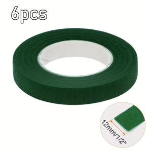 TEMU 부케 포장용 플로럴 테이프 6롤, 녹색 종이 접착제, 인공 꽃 및 식물 줄기, DIY 공예 및 장식용 7.5cm/2.95인치