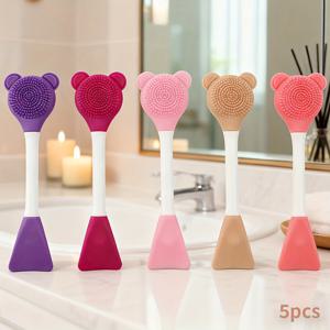 TEMU 마스크 및 클렌징용 부드러운 페이셜 브러쉬 5개 세트. 머드 마스크 및 크림 기반 화장품에 적합하며 메이크업 혼합 및 적용에도 사용 가능. 이 듀얼 엔드 다기능 마스크 브러쉬는 모든 피부 타입에 적합합니다.