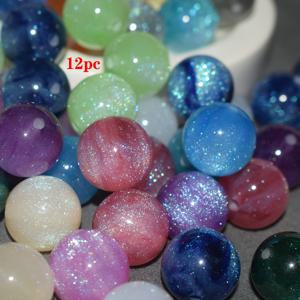 TEMU 12개입 16mm 반짝이는 레진 비즈 - 멀티컬러 DIY 공예 비즈 세트, 주얼리 제작, 목걸이, 팔찌, 귀걸이 & 헤어 액세서리용 - 선물용 화려한 장식 비즈 (12개)