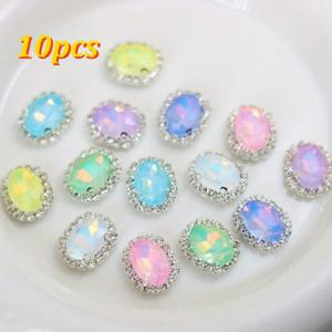 TEMU 10개 타원형 유리 비즈, 테두리 장식, 손으로 재단된 라인스톤, 10*14mm, 다용도하고 반짝이는 귀여운 장식, 프로젝트용, 재봉, 미술 작품에 적합, 의류, 모자, 자동차, 휴일, 파티 및 선물용으로 사용 가능