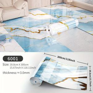 TEMU 1롤 고급 마블 비닐 바닥 타일 | 118.11x15.67인치, 3mm 두께, 골드 포일 반사 효과, 내구성, 스크래치 방지, 간편한 청소, 벗겨서 붙이는 방식, 재단 가능, 주방, 욕실, 발코니, 침실, 거실, 현관 등에 적합